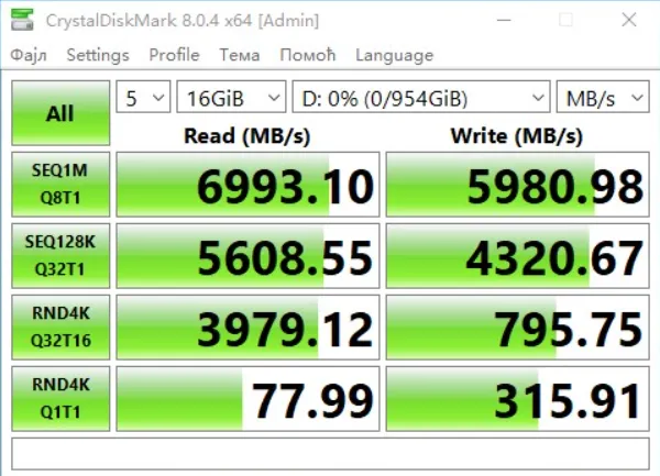Crystal Disk Mark Results