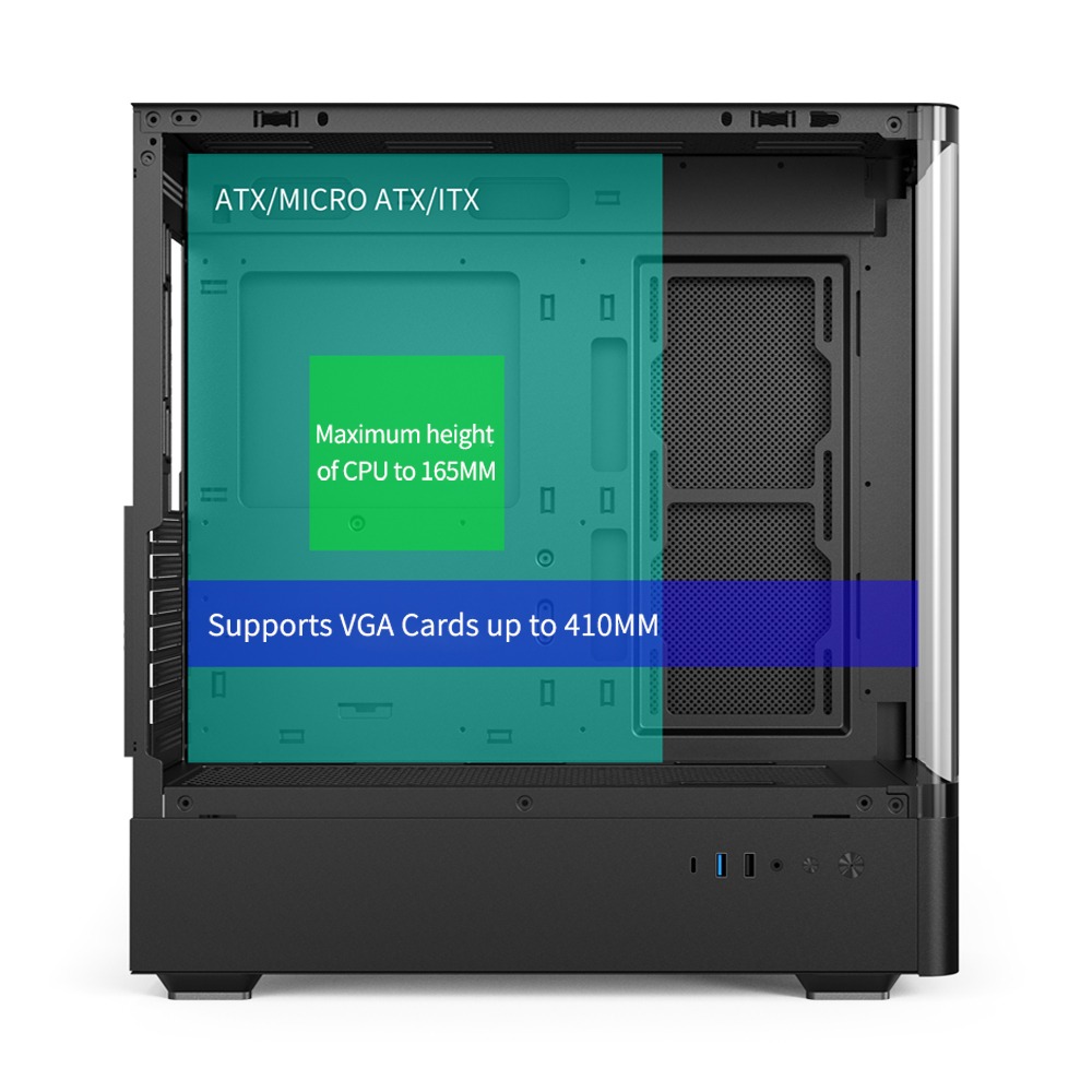 Ease EC123BM Panoramic Mesh ATX Gaming Case With Three ARGB Fans - Image 6