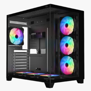 Ease EC124IF gaming case with synchronized ARGB lighting and infinity mirror fans